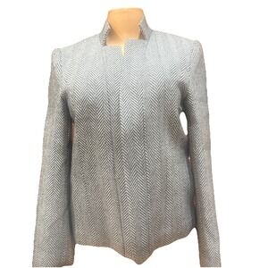 NWT Mina Self‎ Open Front Blazer S Small Black Tweed Lined Long Sleeves